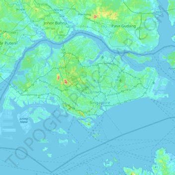 Singapore Topographic Map Elevation Terrain