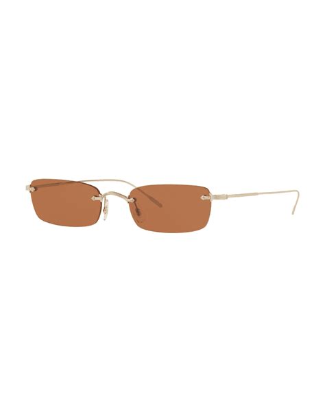 Oliver Peoples Daveigh Rimless Rectangle Metal Sunglasses Neiman Marcus