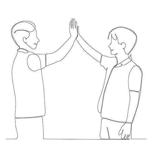 Premium Vector Continuous Line Drawing Of Father High Fiving Son