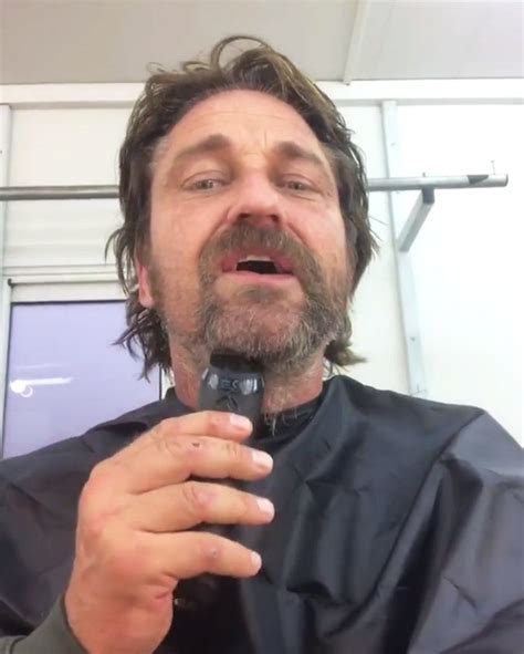 watch gerard butler s emotional journey as he shaves his beard for the first time in a year
