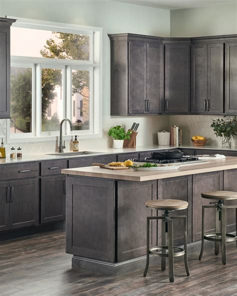 Gel stain will not require you to sand the product to a raw wood finish. Wolf Hanover Gray Stain Kitchen Cabinets Factory-Direct Price