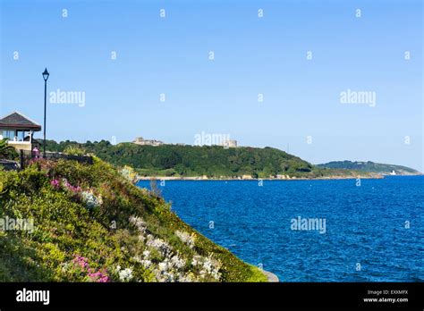 Pendennis Castle From Gyllyngvase Beach Falmouth Cornwall England
