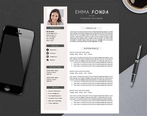Clean Professional Resume Template For Ms Word Modern Resume Etsy