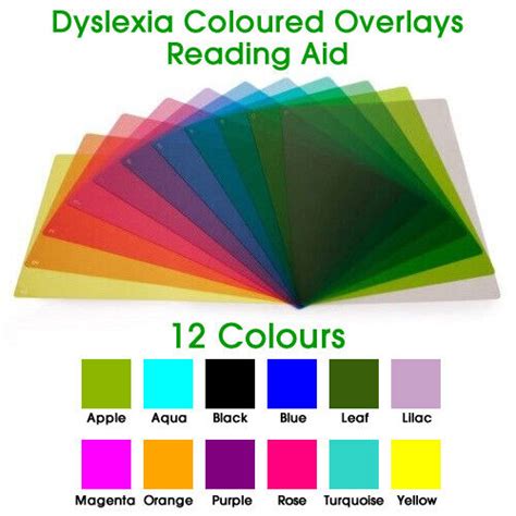 1 X A4 Reading Aid Coloured Overlays For Dyslexia And Irlen Syndrome12