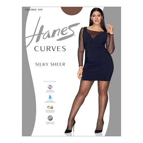 hanes hanes curves silky sheer control top legwear gentlebrown 3x 4x women s