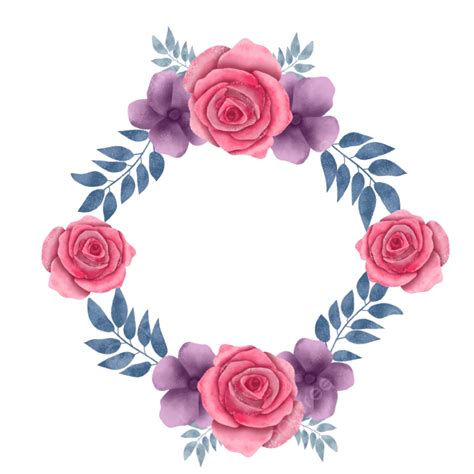 Gambar Ornamen Bunga Pernikahan Cat Air Ungu Dan Pink Bunga Floral