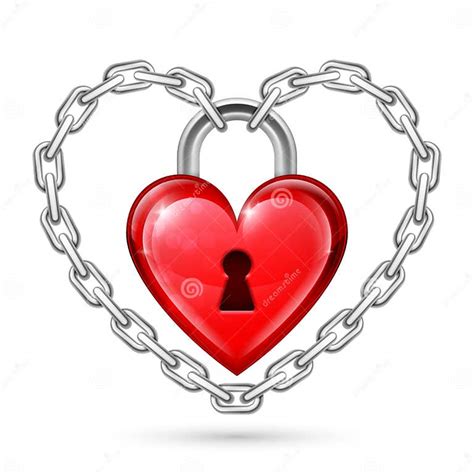 Red Heart Lock And Chains Stock Vector Illustration Of Chain 48859510