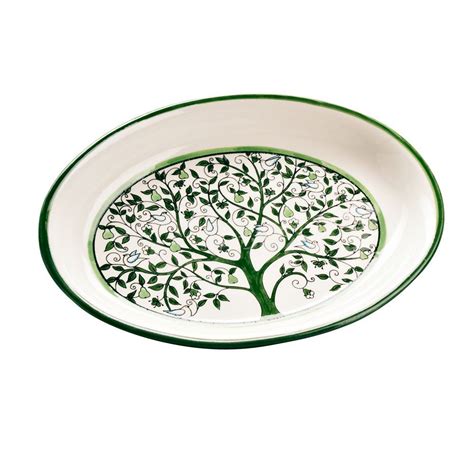 Ten Thousand Villages Bright Microwave Safe Ceramic Platter Tree Of Life Serving Platter