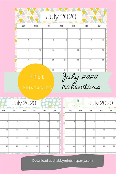 Free Printable Calendar July