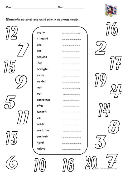 Numbers 1 20 Printable Worksheet