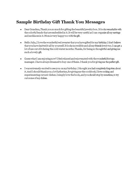 Sample Birthday T Thank You Messages Templates At