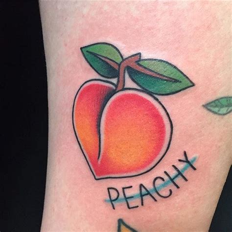 21 Incredibly Juicy Peach Tattoos Peach Tattoo Ink Tattoo Fruit Tattoo