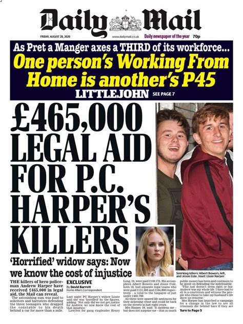 daily mail front page 28th of august 2020 tomorrow s papers today