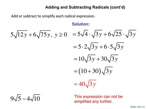 Ppt 104 Adding And Subtracting Radical Expressions Powerpoint