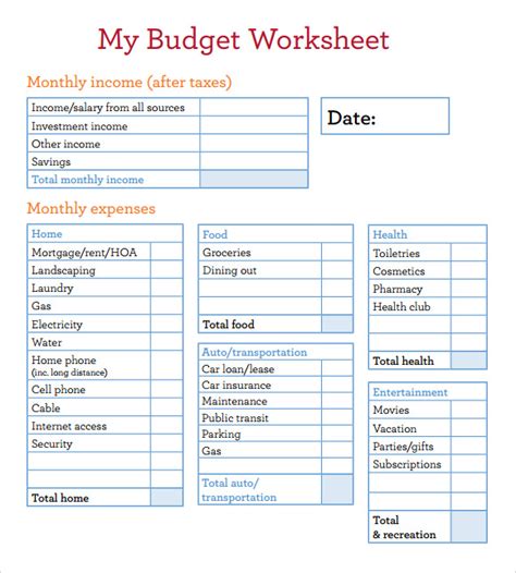 sample budget worksheet templates  google docs google