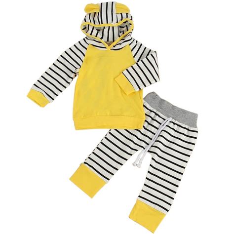 Infants Clothes Set Newborn Baby Cotton Striped Baby Long Sleeve Coat