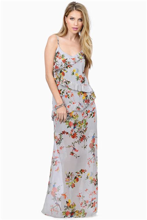 Cute Grey Floral Maxi Dress Floral Print Dress Maxi Dress 10