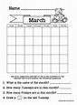 Calendar Activity Worksheets for First and Second Grade | First grade ...