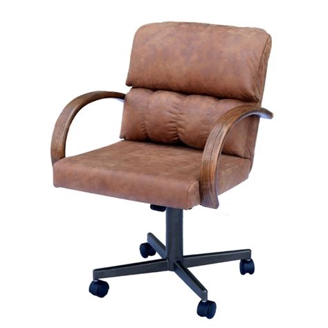 Shop Casual Dining Brown Cushion Swivel And Tilt Rolling Kitchen Chair