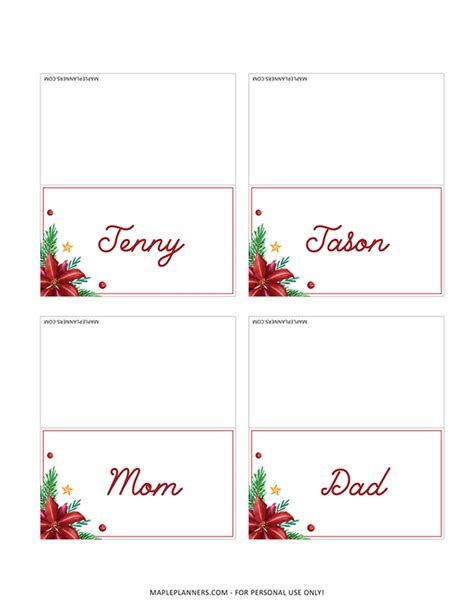 best free printable christmas place cards template printablee my xxx hot girl