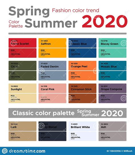 Illustration About Fashion Color Trends Spring Summer 2020 Palette