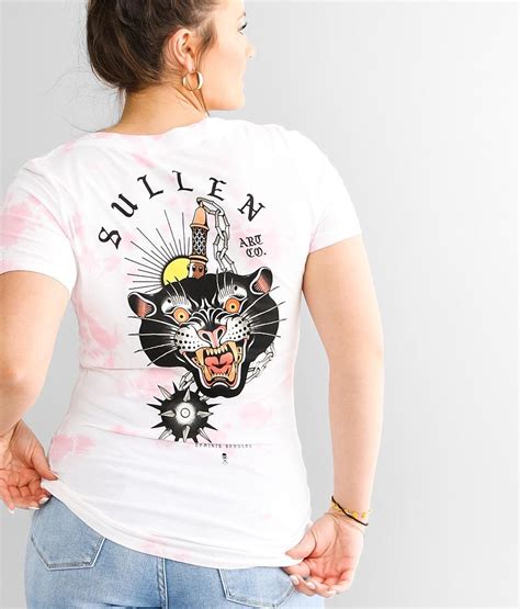 Sullen Angels Mace Cat T Shirt Womens T Shirts In Pink White Crystal