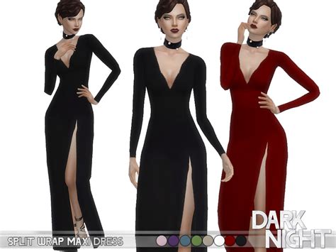 The Sims Resource Split Wrap Maxi Dress Fixed