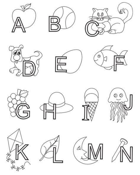 Alphabet Letters Interlaced With Objects Free Coloring Pages