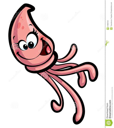 Stock Images Cartoon Happy Female Squid Image 31983724