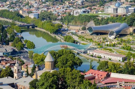 Georgia's capital, tbilisi, is straight from the pages of a gothic fairytale. 26.08.2016 Tbilisi Georgia. aerial view on tbilisi ...
