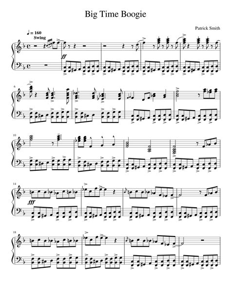 Boogie Woogie Composition Sheet Music For Piano Solo