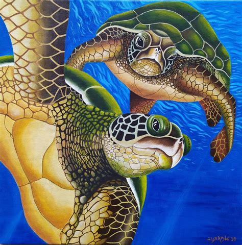 Turtles Painting By Surabhi Roy Artmajeur Sea Turtle Painting