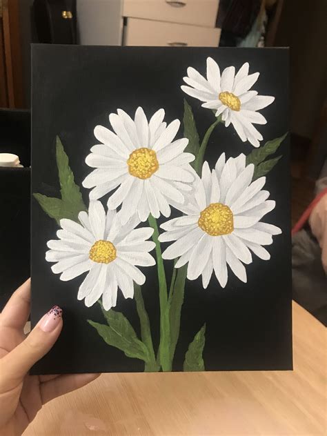 Oxeye Daisy By Samantha Tobin Original Acrylic Painting Easy Flower