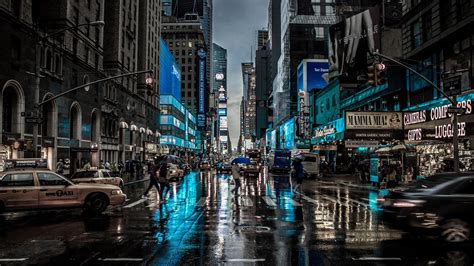1920x1080 New York City Street Reflection Motion Blur Dark 4k Laptop