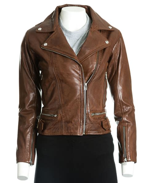 Brown Double Breasted Leather Coat Women Jacket Mauvetree