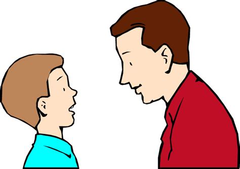 father and son talking animated