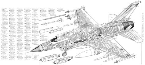 Lockheed Martin F 16 Fighting Falcon Cutaway Spaccato Profili