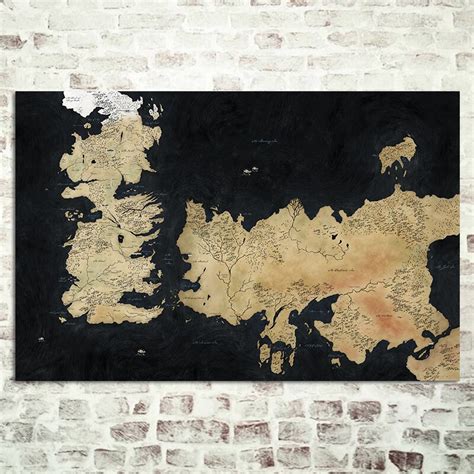 Game Of Thrones Known World Map Silk Poster Ancient Westeros Essos