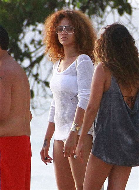 Rihanna White Bikini Candids In Barbados 13 Gotceleb