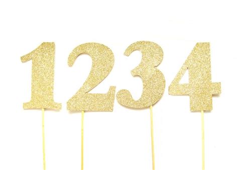 Large Gold Glitter Number Cake Toppers Table Numbers Birthday