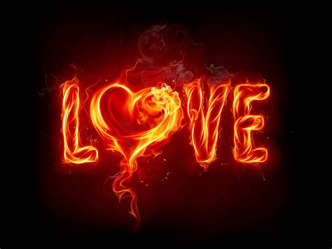 Download Red Fire Love Sign Wallpaper