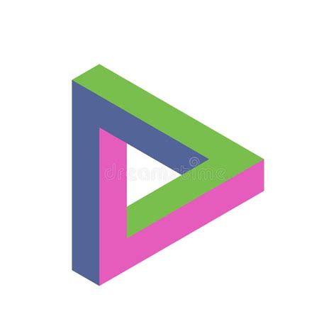 Penrose Triangle Icon In Three Colors Geometric 3d Object Optical