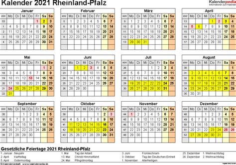 Med en publik kalender kan din förening. Kalender 2021 Rheinland-Pfalz: Ferien, Feiertage, PDF-Vorlagen