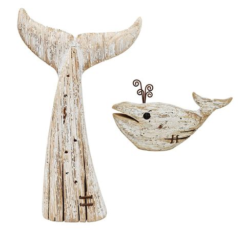 Rustic Wooden Whale Tabletop Statue Rustic Wooden Decorative Whale