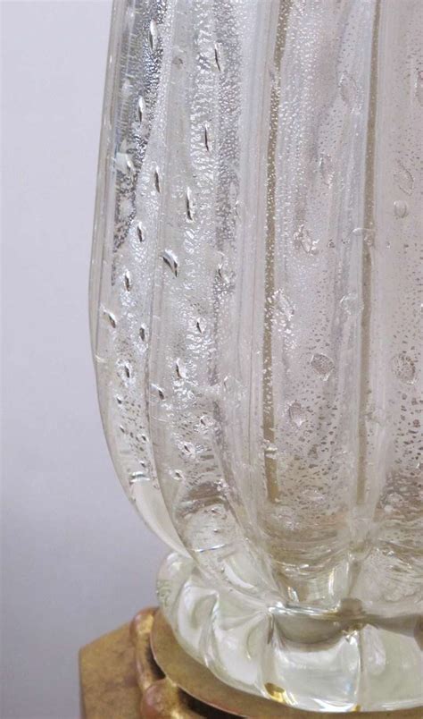 A Shimmering Murano Mid Century Clear Glass Ribbed Lamp With Controlled Bubbles At 1stdibs
