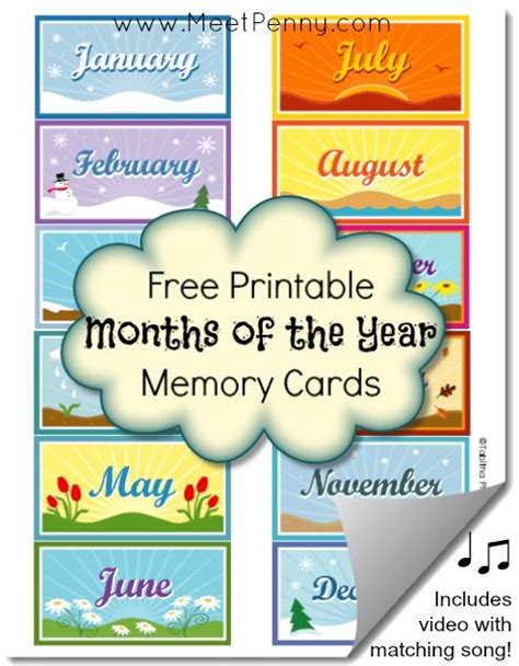 Free Printable Months Of The Year Memory Cards Grace O