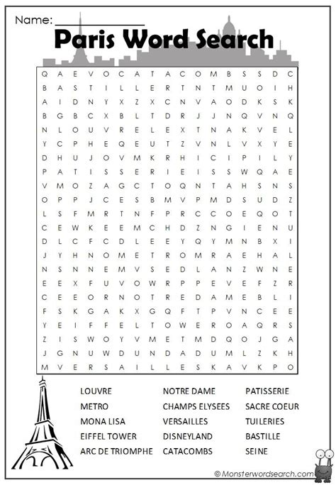 Paris Word Search Word Find Kids Word Search Lunchbox Notes For Kids