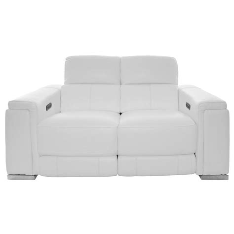 Charlette White Leather Power Reclining Loveseat El Dorado Furniture