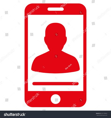 Mobile Contact Vector Icon Style Is Flat Symbol Red Color Rounded