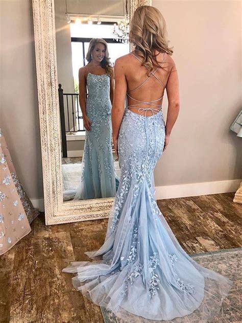 Get the best deals on blue lace wedding dress and save up to 70% off at poshmark now! Backless Blue Mermaid Lace Prom Dresses, Backless Lace ...